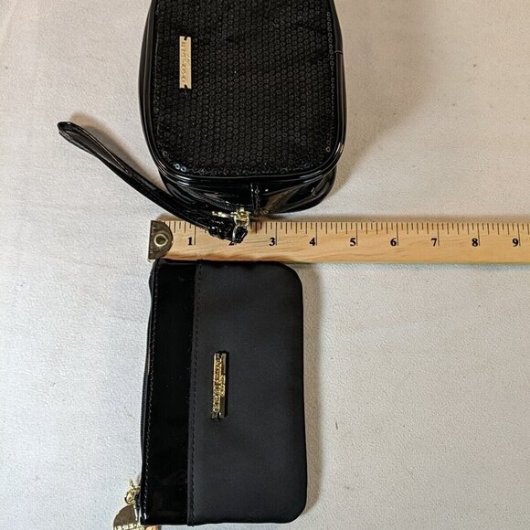 Giorgio Armani 2 Perfume Bags Pouches Makeup Small Black Sequin Patent Gold - Picture 11 of 15